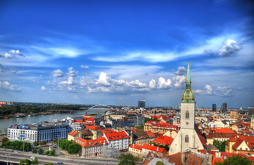 ciutat, Bratislava, Eslovàquia, urbà, referència, edificis