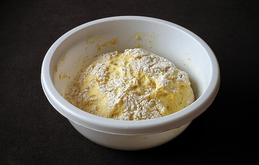 Yeast, Flour, Cake, Egg, food, close-up, bowl, yellow, freshness, gourmet, cream