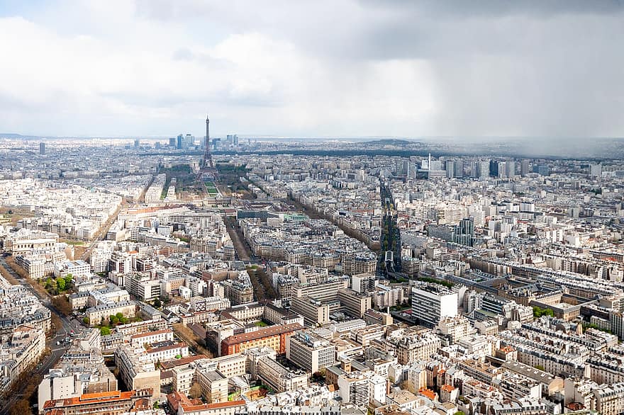 Париж, Франция, город, Эйфелева башня, ориентир, городской пейзаж, Европа, здания, городской, линия горизонта