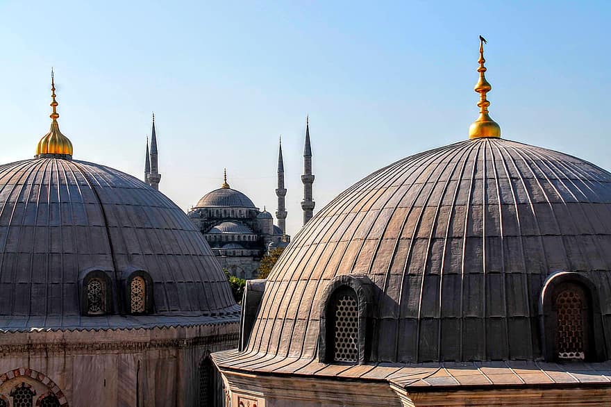 Турция, Стамбул, голубая мечеть, мечеть султана ахмеда, Собор Святой Софии, мечеть, башня, Старый город, архитектура, исламская архитектура