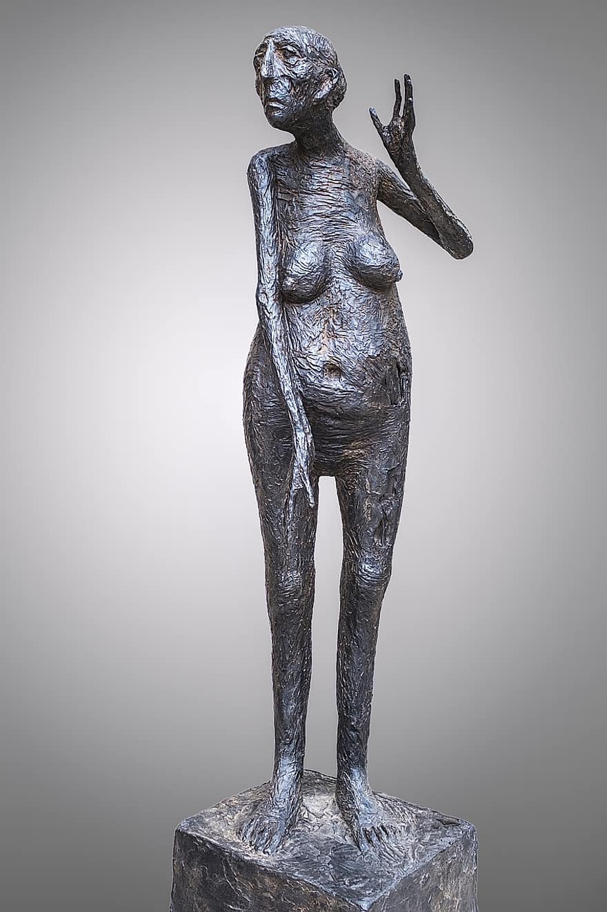 estatua, escultura, mujer, femme