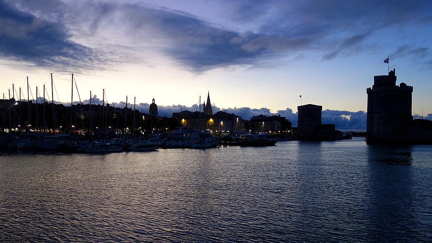 Boats, Travel, Tourism, Exploration, Charente Maritime, Rochelle, Boat, Port, Heritage, Night, dusk