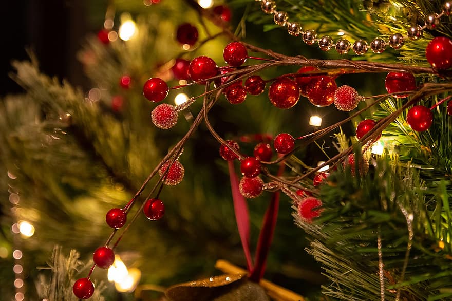 Karácsony, Karácsonyi dekoráció, ünnep, karácsonyi szezon, bogyók, Adventi időszak