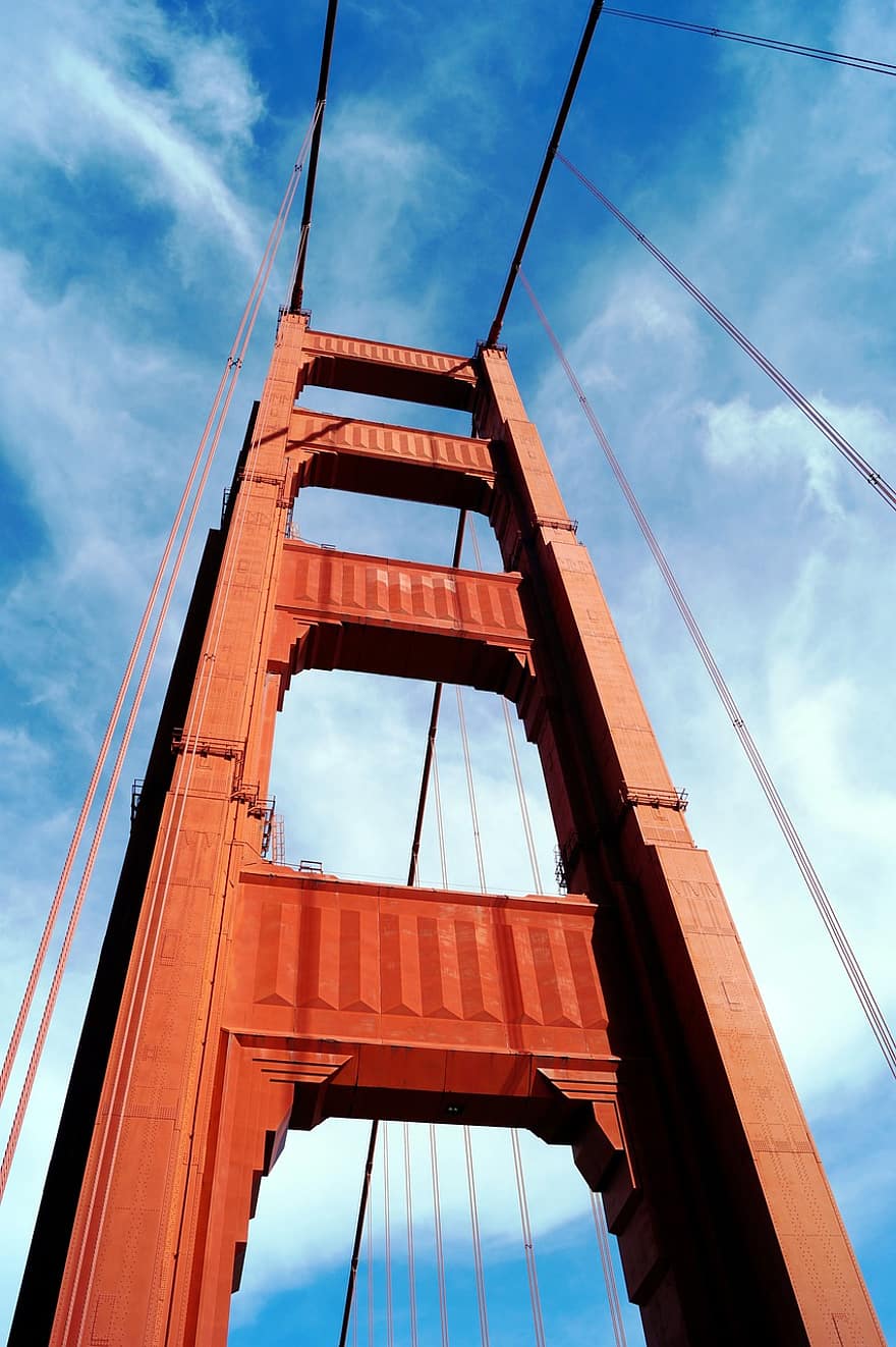 most, Golden Gate Bridge, San Francisco, cestovat, architektura, modrý, slavné místo, stavba, stavební průmysl, ocel, mrak