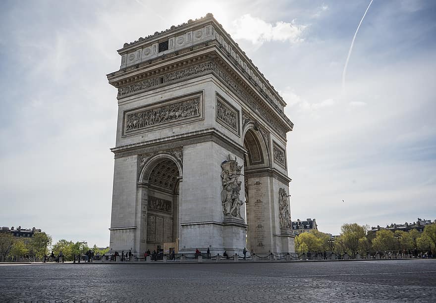 гранд архе, Триумфалната арка, Париж, Франция, пътуване, туризъм, Европа, победа, забележителност, градска почивка, пътуване до града