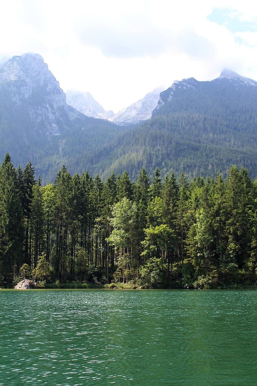 montanhas, lago, floresta, natureza, ao ar livre, viagem, montanha, panorama, agua, verão, cor verde