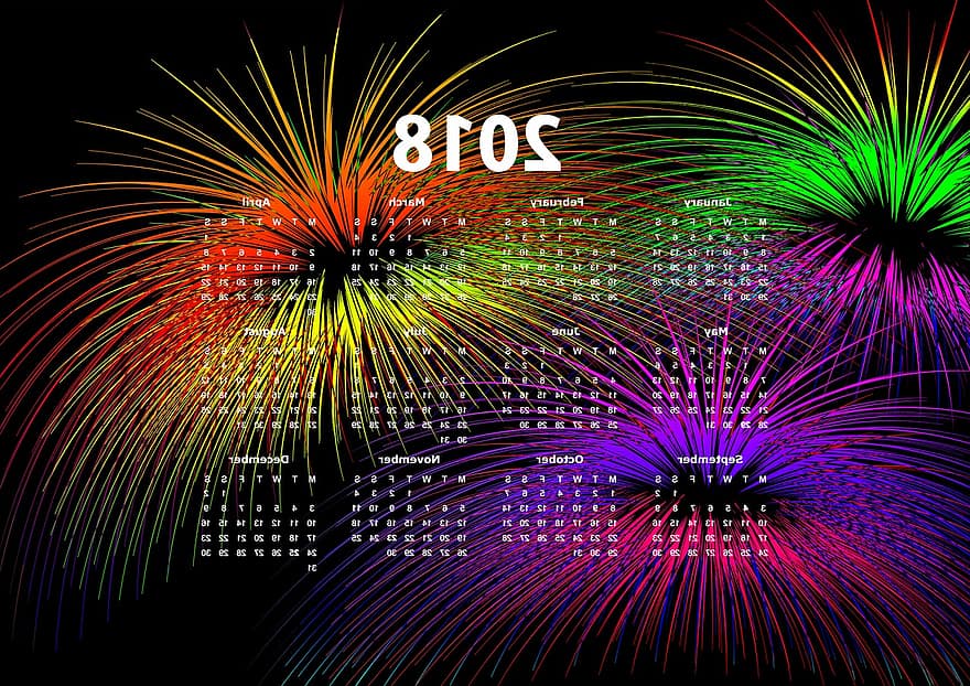Calendar, New Year's Day, New Year's Eve, 2018, Sylvester, Fireworks, Year, Annual Financial Statements, Celebrate, Turn Of The Year, Gold