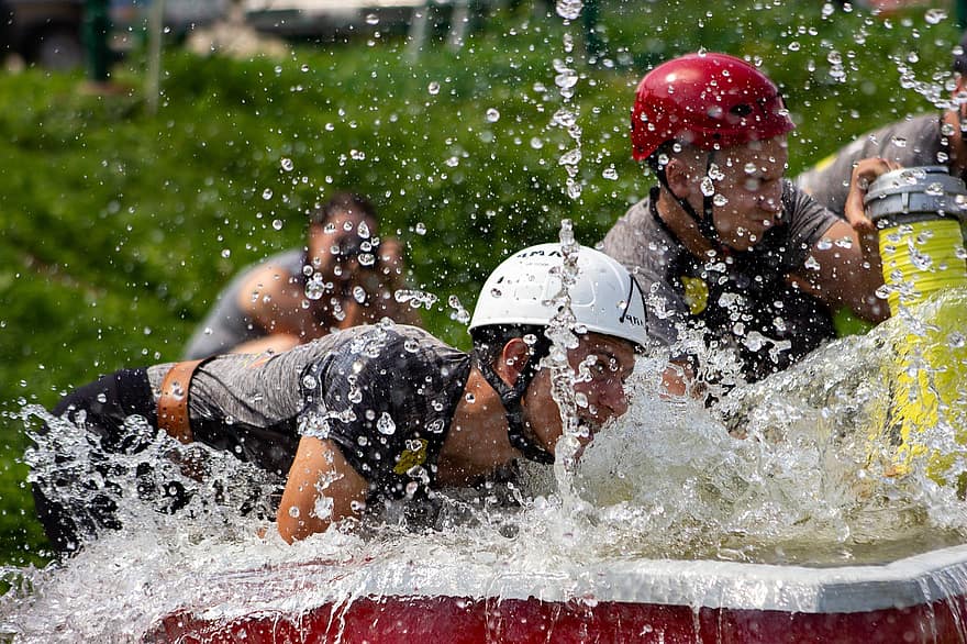Fire Sport, Firefighters, Sport, fun, wet, men, splashing, extreme sports, water, summer, adventure