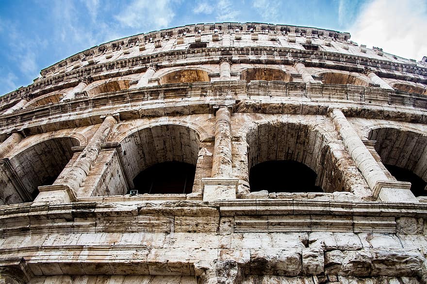 Kolosszeum, amfiteátrum, emlékmű, romok, távlati, római, Róma, Olaszország, építészet, olasz, város