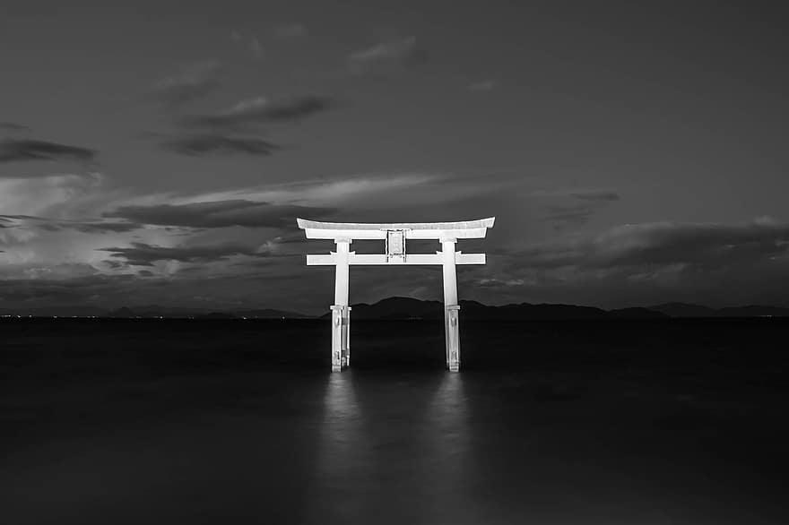 океан, храм, море, природа, архитектура, панорамен, пътуване, спокойствие, религия, Япония
