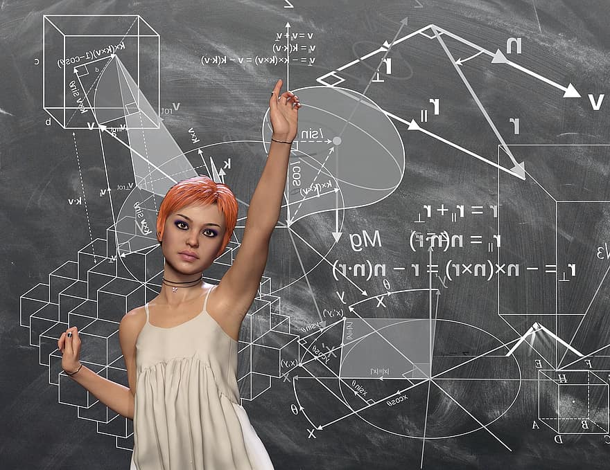 Woman, Board, Mathematics, Formula, Calculation, Finger, Unit, Teaching, Study, Knowledge, Geometry