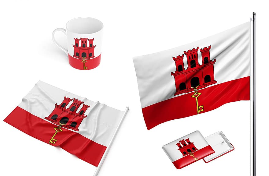 Gibraltar, land, vlag, afhankelijk, nationaliteit, kop, ontwerp