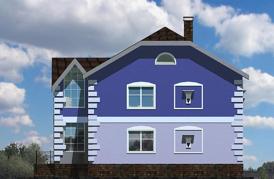 Casa, Cottage, 3d, rendere, design, architettura