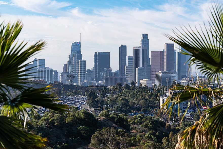 prédios, skyline, urbano, paisagem urbana, centro da cidade, arquitetura, Los Angeles, Califórnia, EUA, cidade, América