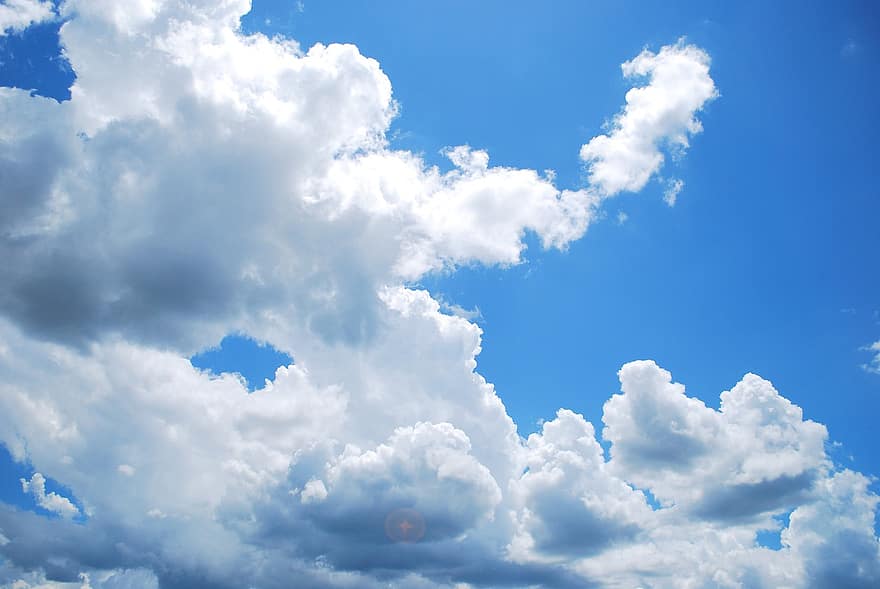 雲、空、積雲、晴れ、cloudscape、青、日、きらきら、夏、天気、スペース