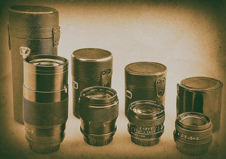 lentes, análogo, velho, Câmera, foto, fotografia, lente, retrô, nostalgia, olhar retro, vintage
