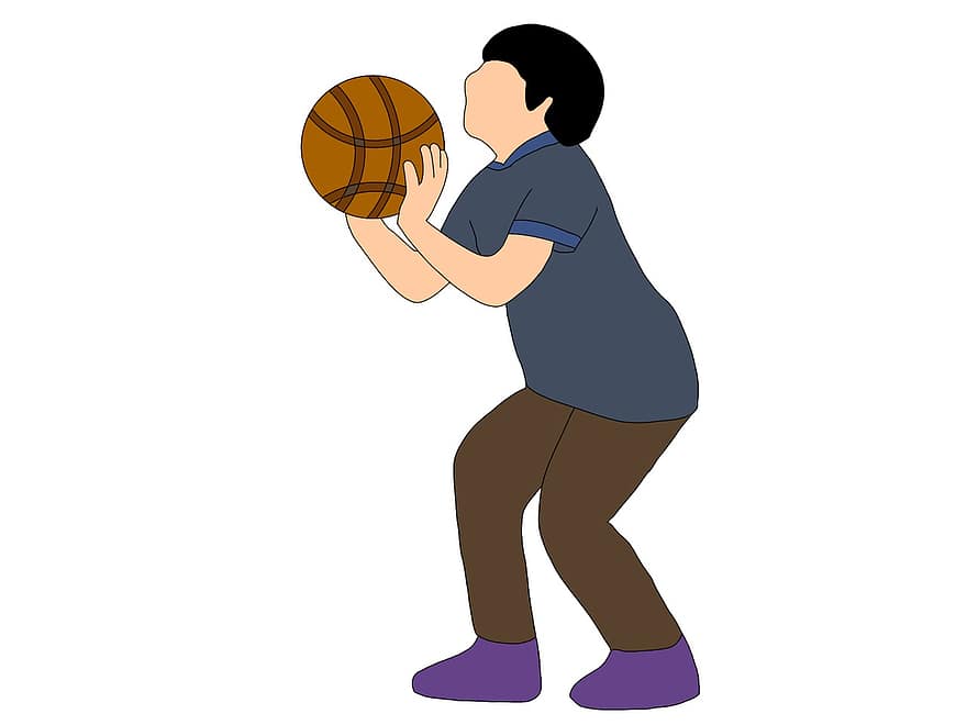 Sport, Basketball, Activity, Ball, Play, Jump, Child, Character, Player, Drawing, men