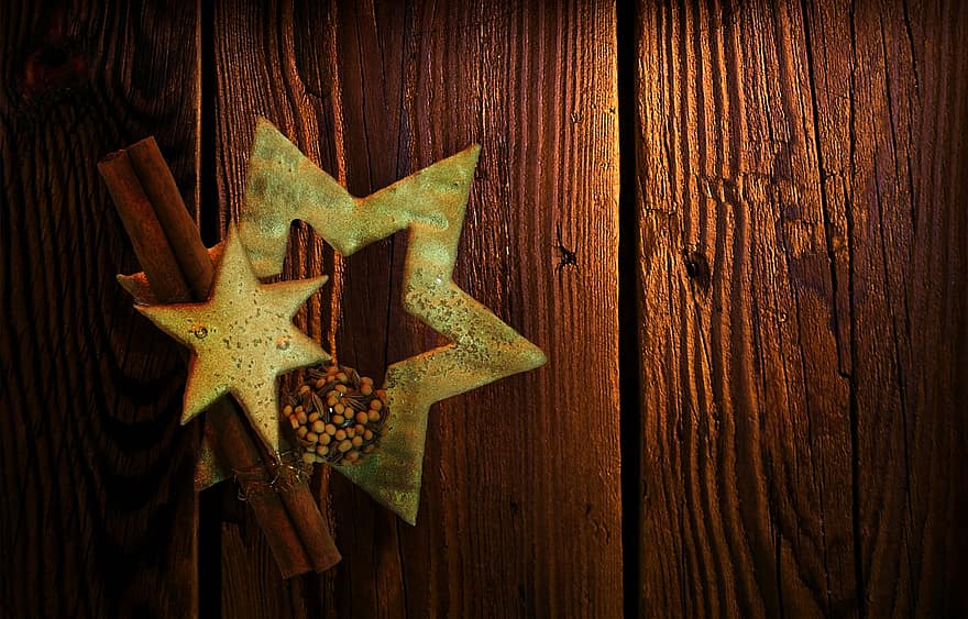 Texture, Background, Christmas, Wood, Star, Cinnamon Sticks, Wood Grain, Gold, Brown, Structure, Pattern