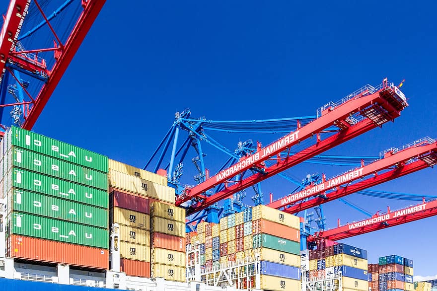 logistikk, havn, Shipping, skip, båt, kran, transportere, handel, lastcontainer, kommersiell brygge, godstransport