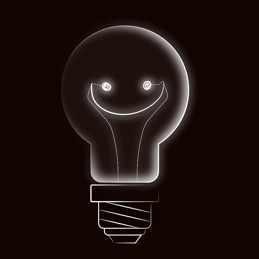 アイディア、電球、啓発、入射、創造性