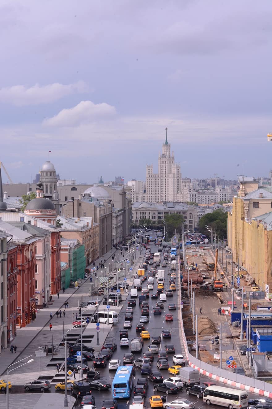 área de observação, estrada, rodovia, rua, tráfego, urbano, cidade, Centro, Moscou