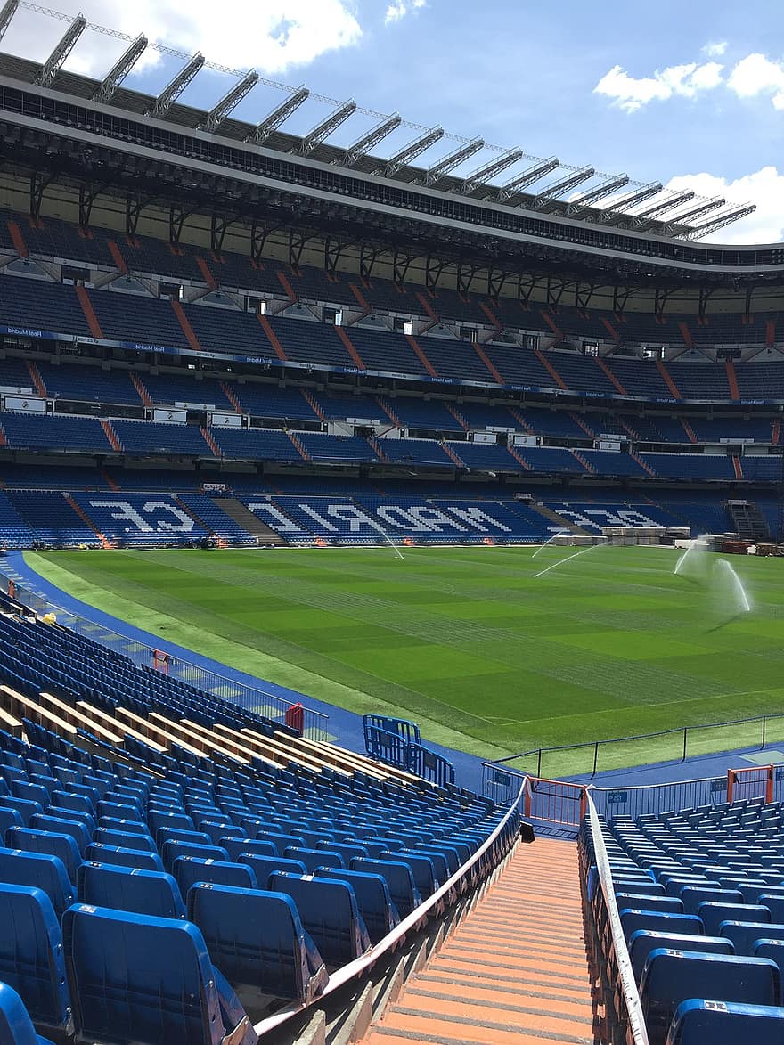 Stadium, Football Stadium, Football, Grandstand Lawn, Real Madrid, Sport, Bernabeu, Madrid