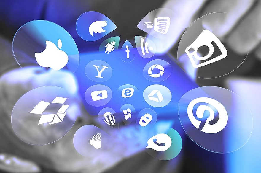 sociale media, internet, pictogrammen, smartphone, media, communicatie, netwerk, facebook, instagram, Pinterest, youtube