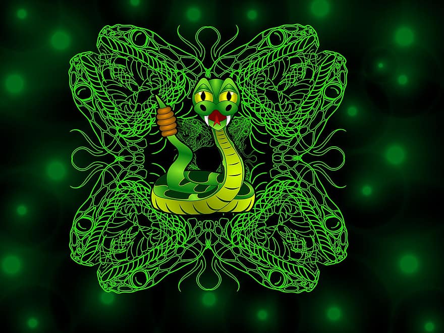tło, Zielony, wąż, Fantazja, Sztuka cyfrowa