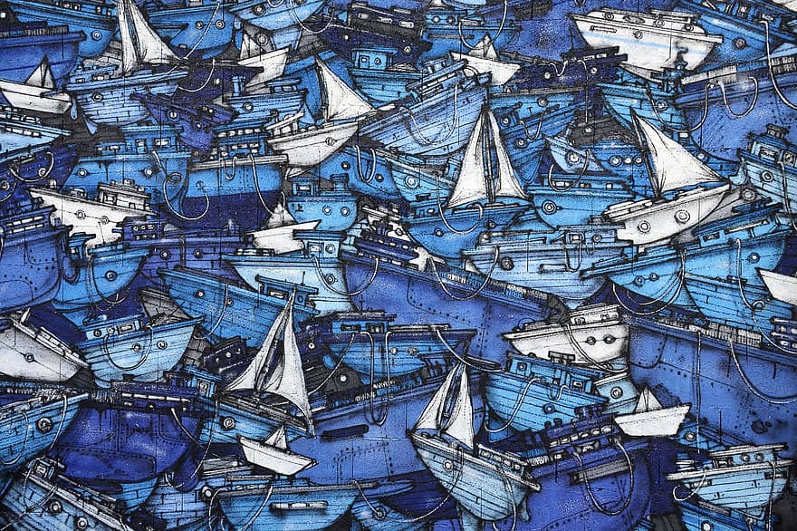Boats, Ships, Background, Pattern, Blue, Nautical, Marine