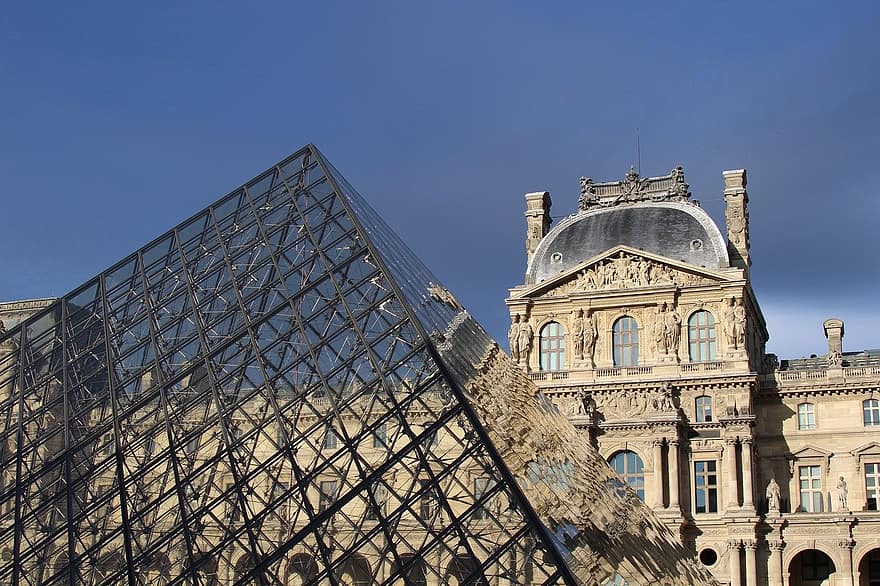 Louvre múzeum, építészet, Franciaország, a rács, tájékozódási pont, Párizs, világítónyílás autóhűtőn