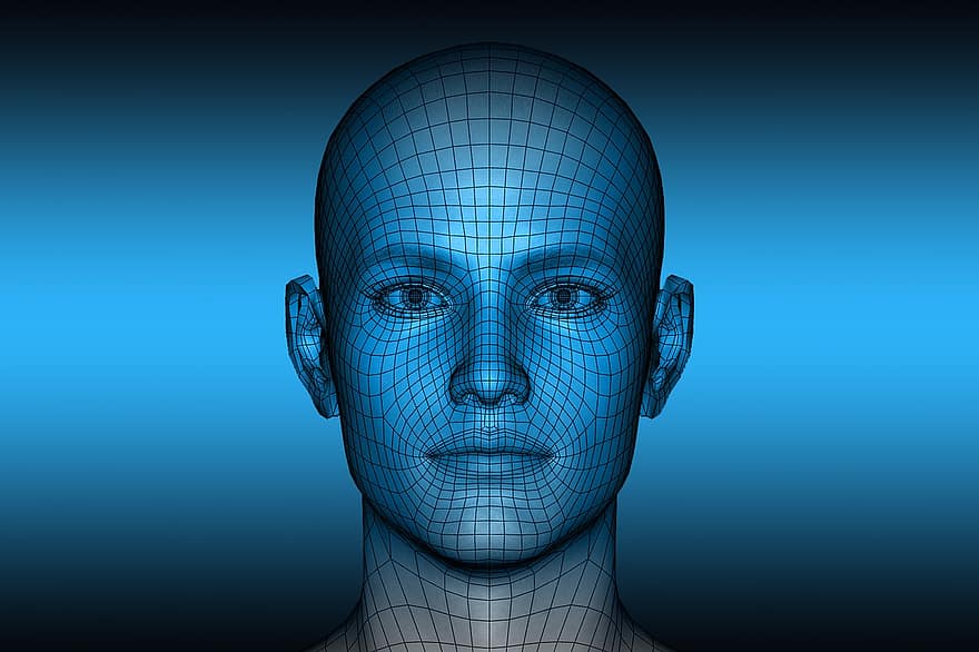 технології, людини, обличчя, розумний, інформація, людина, Синя технологія, Синя інформація