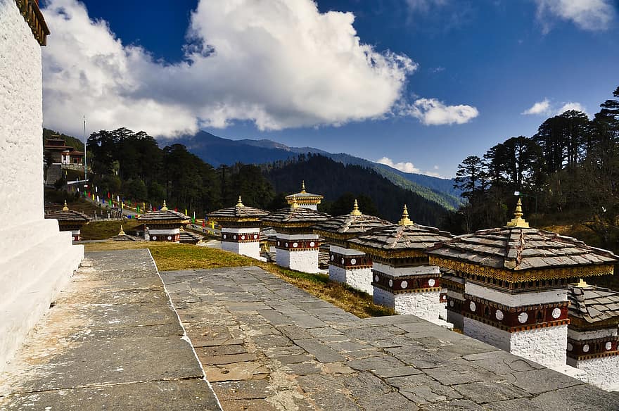 dochula, Butāna, stupas, piemineklis, Druks Vangjals Čortens, budisms, thimphu, chorten, kultūra, vēsturiska, orientieris