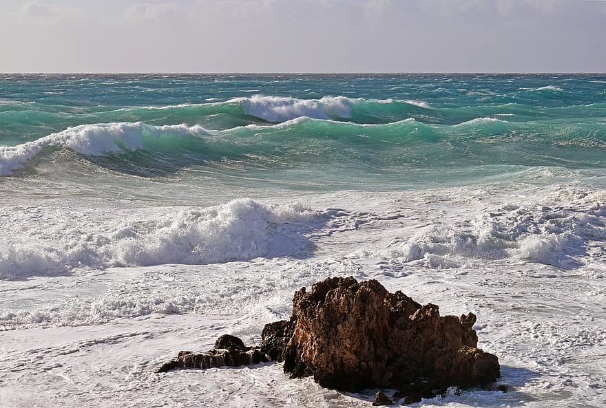 пляж, волны, на открытом воздухе, море, океан, камень, всплеск, природа, марина, место назначения, волна