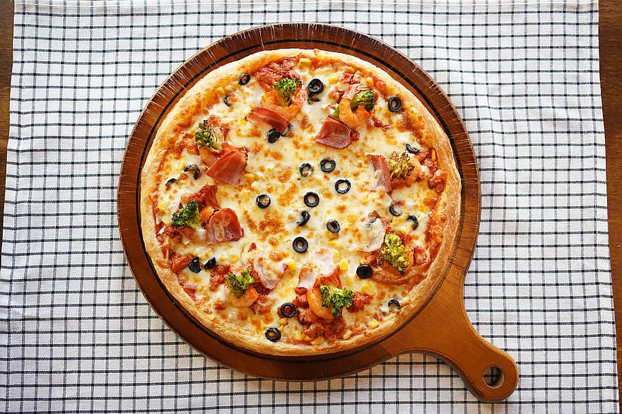 Pizza, cocina, comida, horneado, bocadillo, corteza, delicioso, gastrónomo, frescura, mesa, tomate