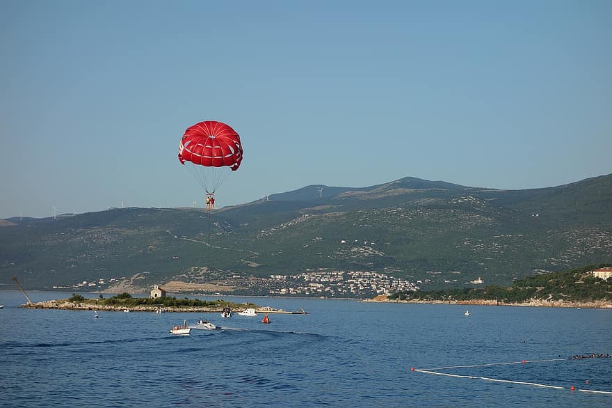 parasailing, paracaídas, mar, aventuras, vacaciones, actividad, deporte, agua, Oceano