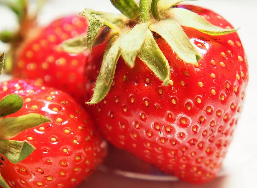Strawberries, Fruits, Ripe Strawberries, Macro, Close Up