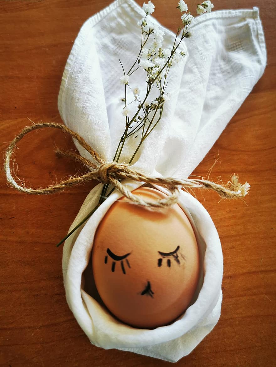 jajko, Twarz, Wielkanoc, kwiaty, tkanina, płótno, dekoracja, tradycja