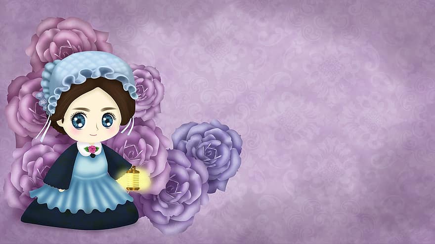 Florence Nightingale, rózsa, ápoló, lámpa, Fehér Angyalok, a krími háború, háttér, tapéta, A 19. században, angol, nők
