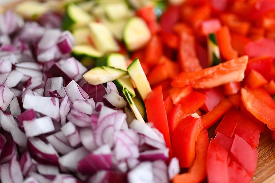 Gıda, taze, soğanlar, peper, kabak, mutfak, sağlıklı, kırmızı, salata, sebze, tazelik