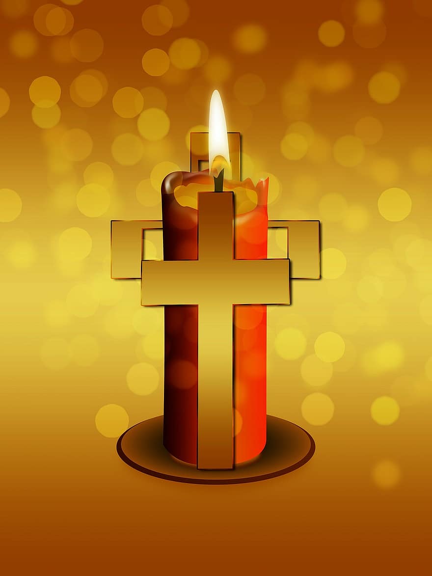 Kerze, Kreuz, Religion, Glauben, Christentum, glauben, Christian, Gott, taufen, katholisch, Symbol