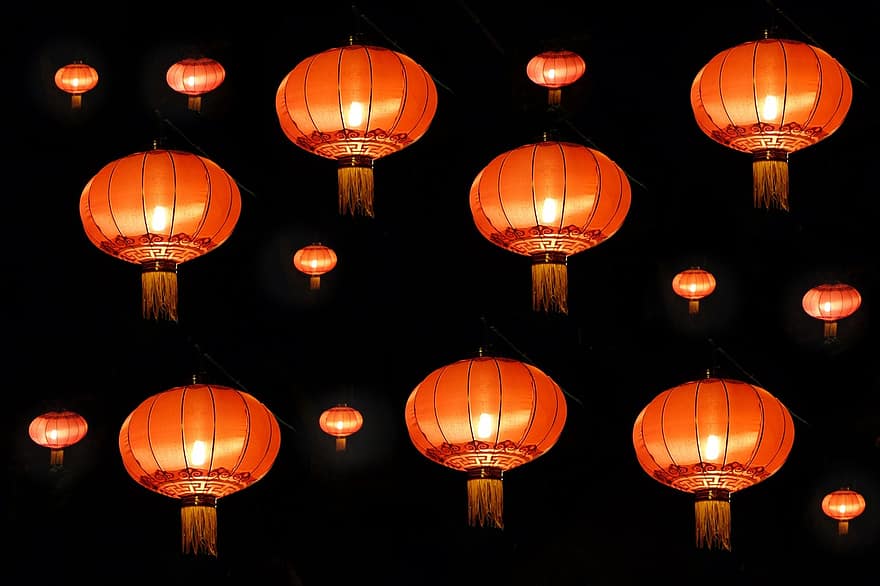 lampion, Chiny, Azja, dekoracja, Lampy, tradycyjnie, chiński, dekoracyjny