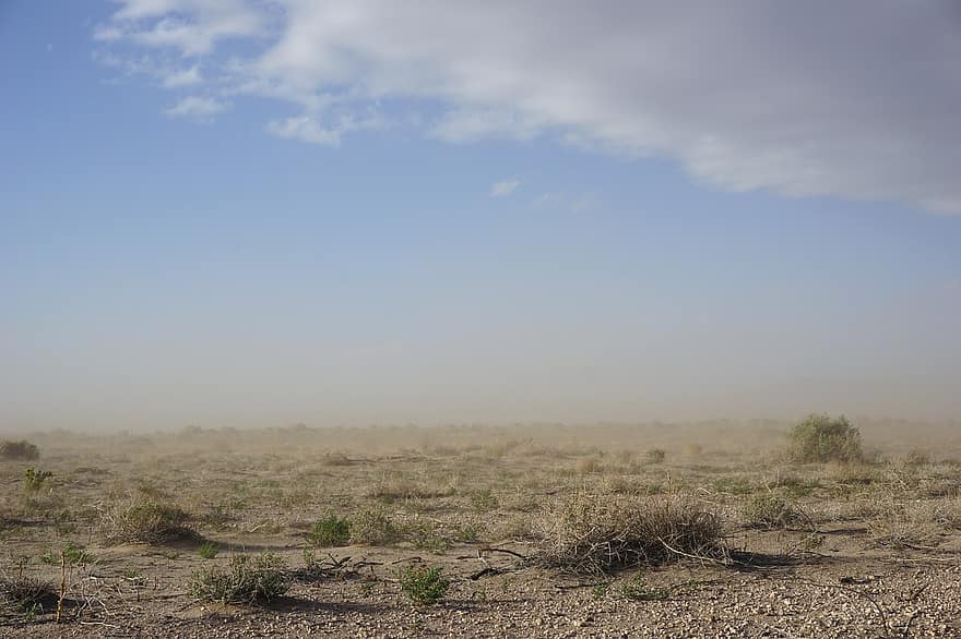 poušť, písek, písečná bouře, prach
