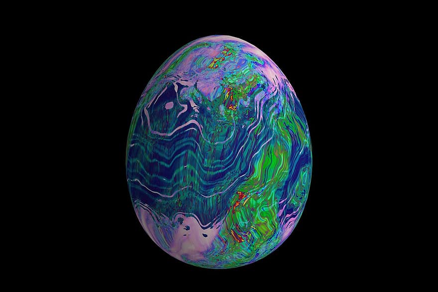 Egg, Easter Egg, Psychedelic, Easter, Holiday, Celebration, Seasonal, Painted, Black Painting, Black Egg, Black Eggs