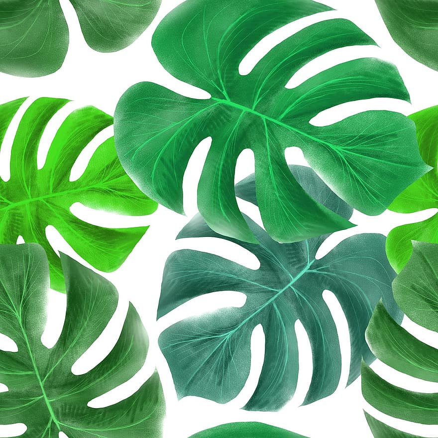 Tropiske grønne, blade, design, billede