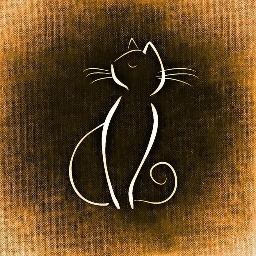 котка, чертеж, животно, изображение, забавен, фигура, жълт