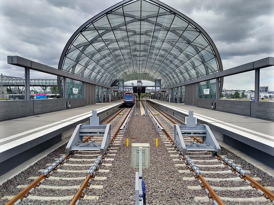 istasyon, bina, tren, Elbe Köprüsü, Hamburg, liman şehri, modern, demiryolu trafiği, metro, durdurmak, Kent
