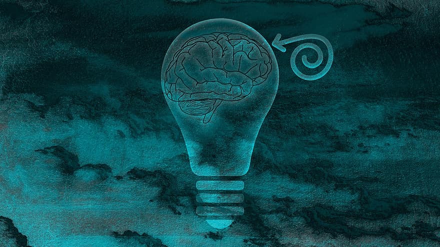 cérebro, mente, psicologia, lâmpada, bulbo, pensamentos, chuva de ideias, emoção, sentimentos, humor, psique