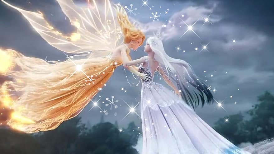 Angel, Fairy, Flowers, Butterfly, Magic, Forest, Enchanted, Fantasy, Clouds, Sky, Female