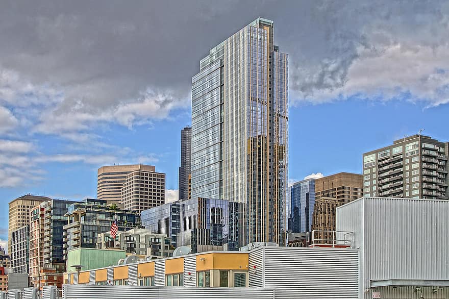 Seattle, orizzonte, città, edifici, urbano, grattacieli