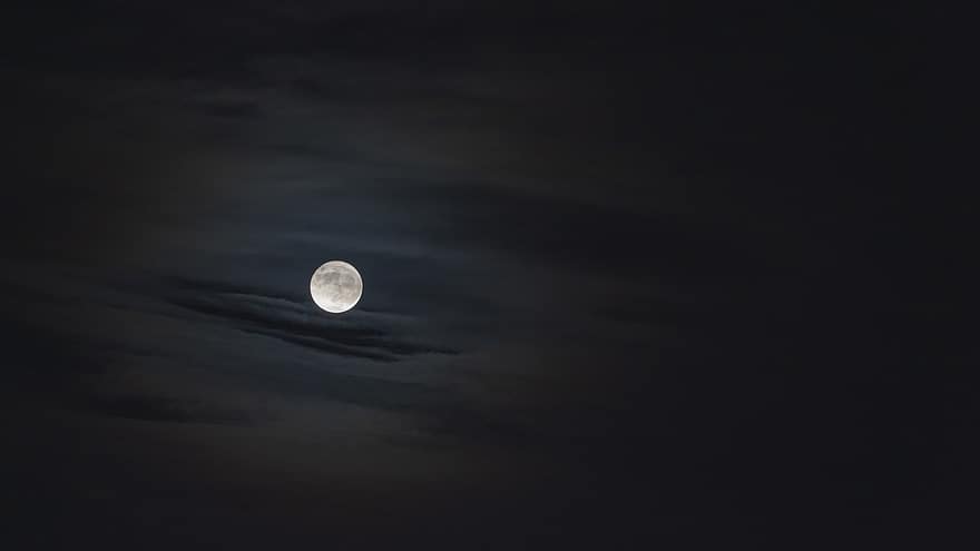 ดวงจันทร์, กลางคืน, ท้องฟ้า, แสงจันทร์, พระจันทร์เต็มดวง, Luna